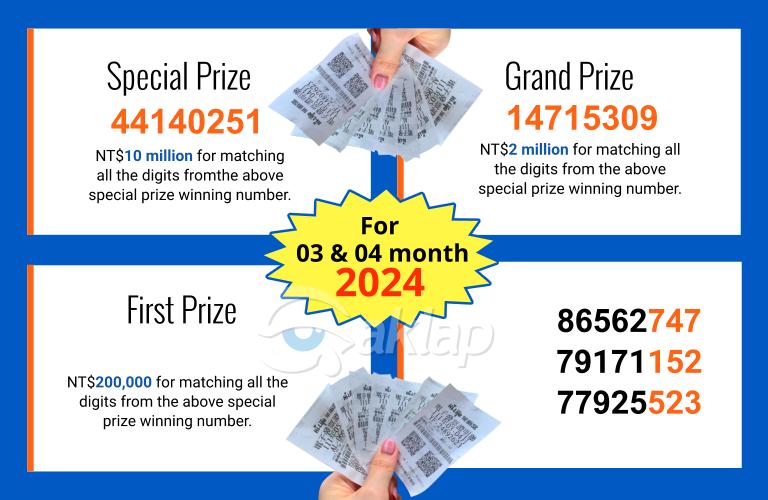 Official Taiwan Lottery Receipt Winning Numbers For The Month Of March And April 2024