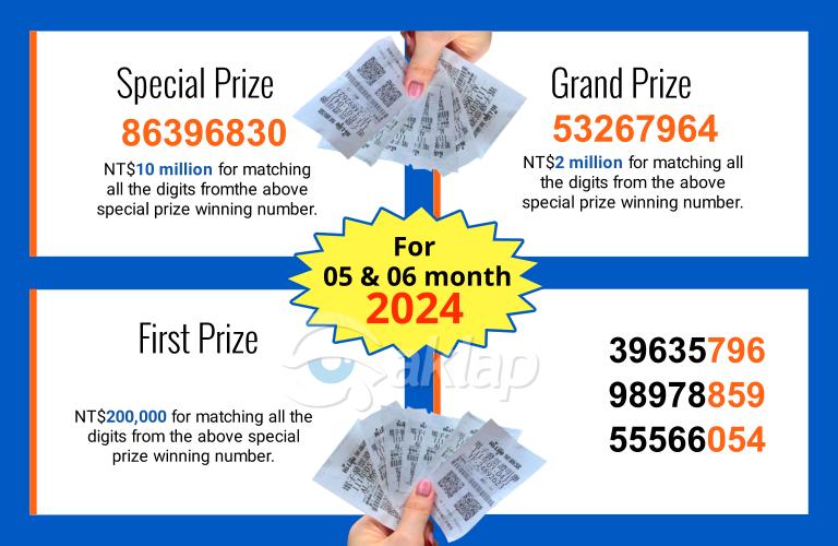 Taiwan Lottery Receipt Winning Numbers For The Month of May and June 2024